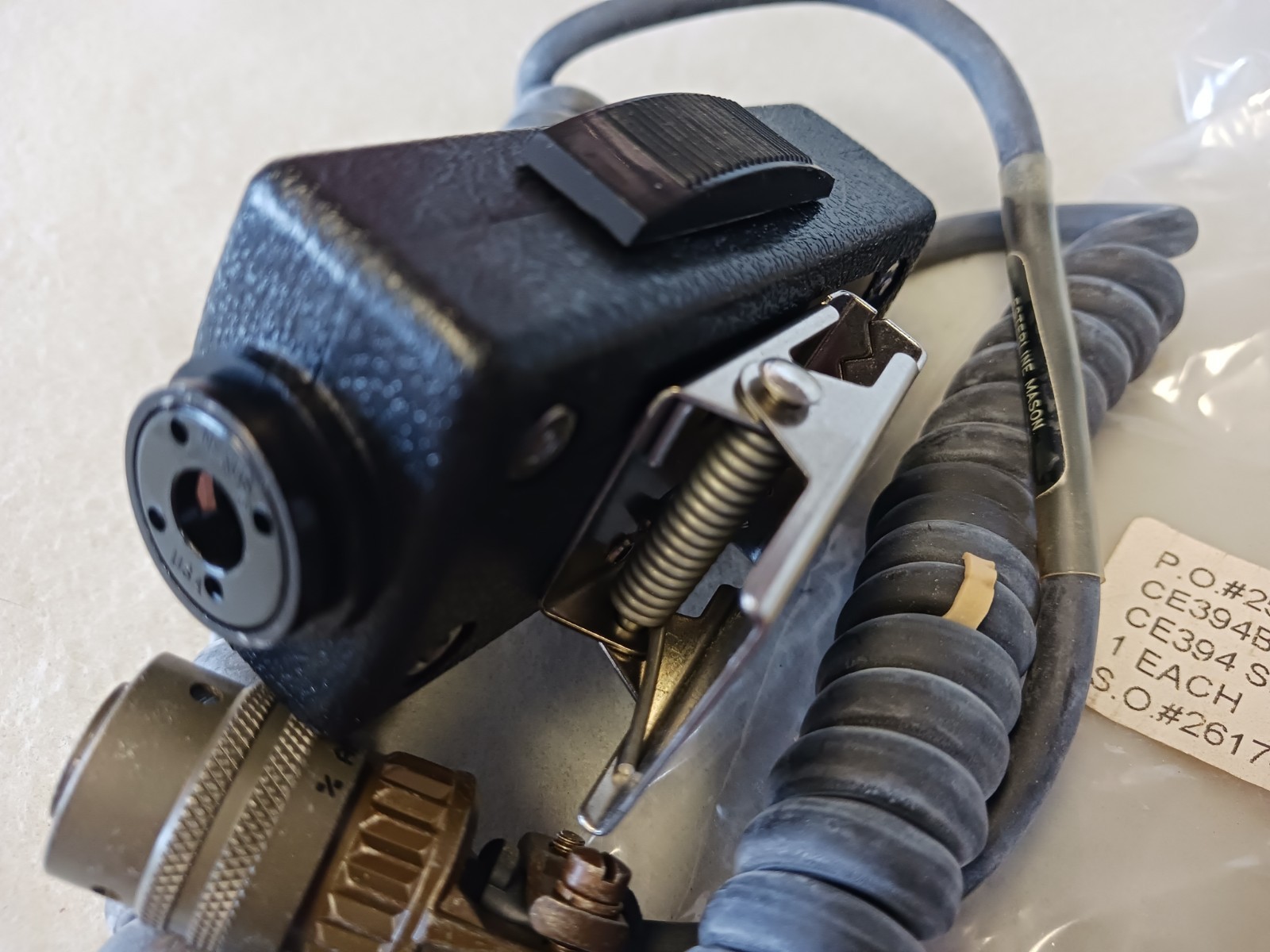 Intercom Switch & Cable Assy Mason CE394BX Black Helicopter Style Pilot & Crew