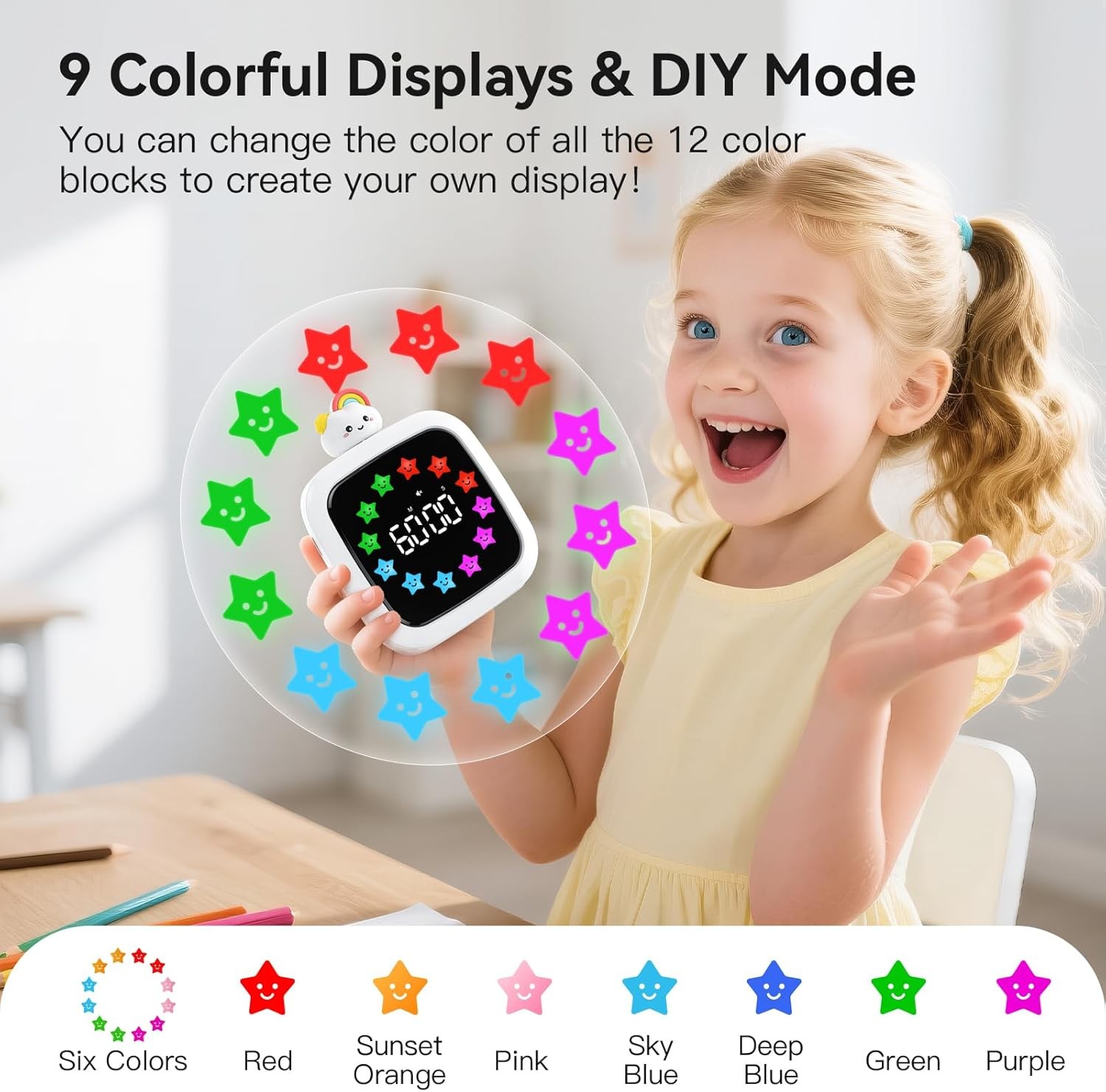 Yunbaoit Digital Visual Timer for Kids, Rechargeable 99-Minute Silent Countdo