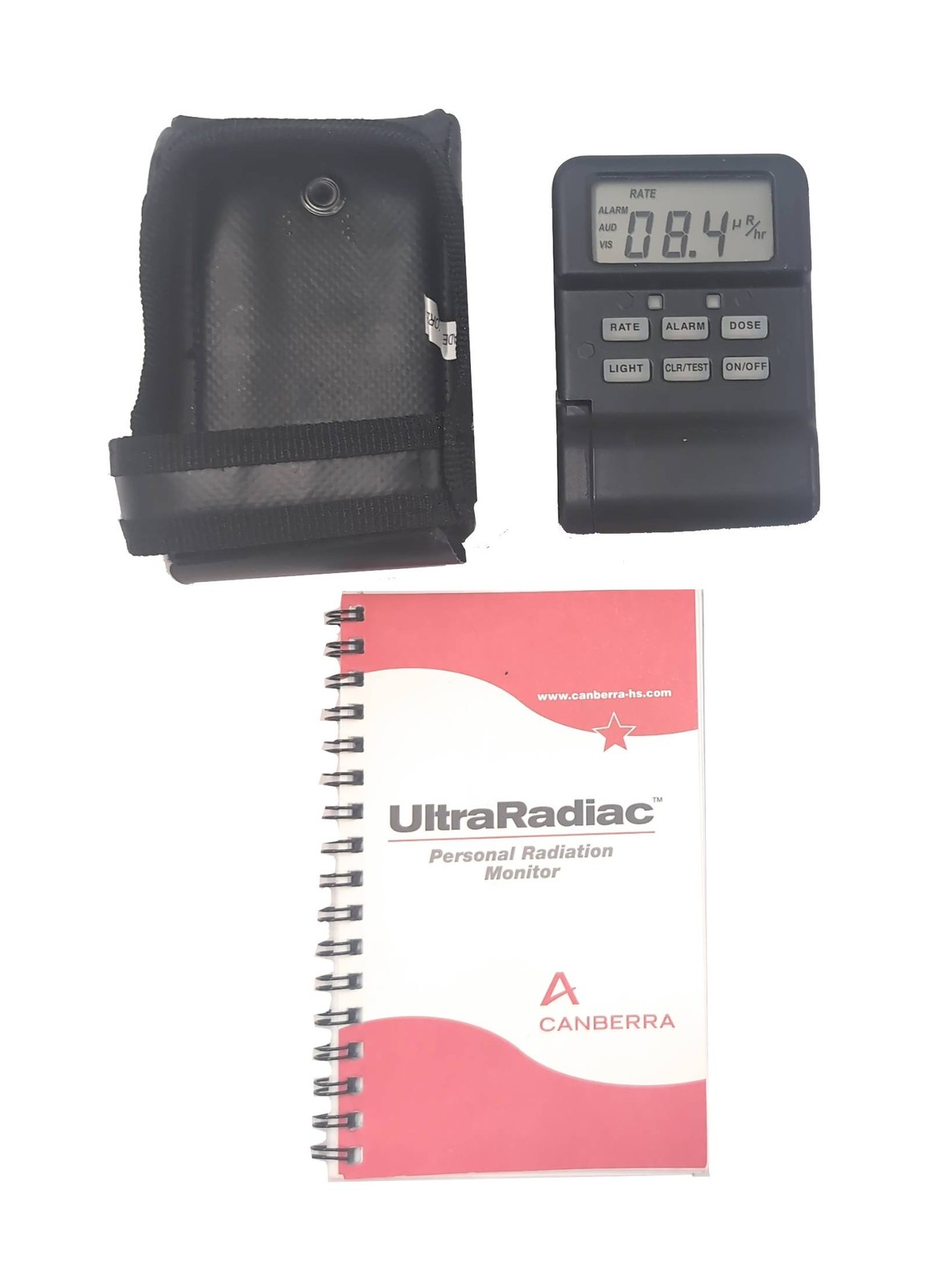Canberra Model MRAD213 Personal Radiation Detector Monitor w/ Soft Case & Manual