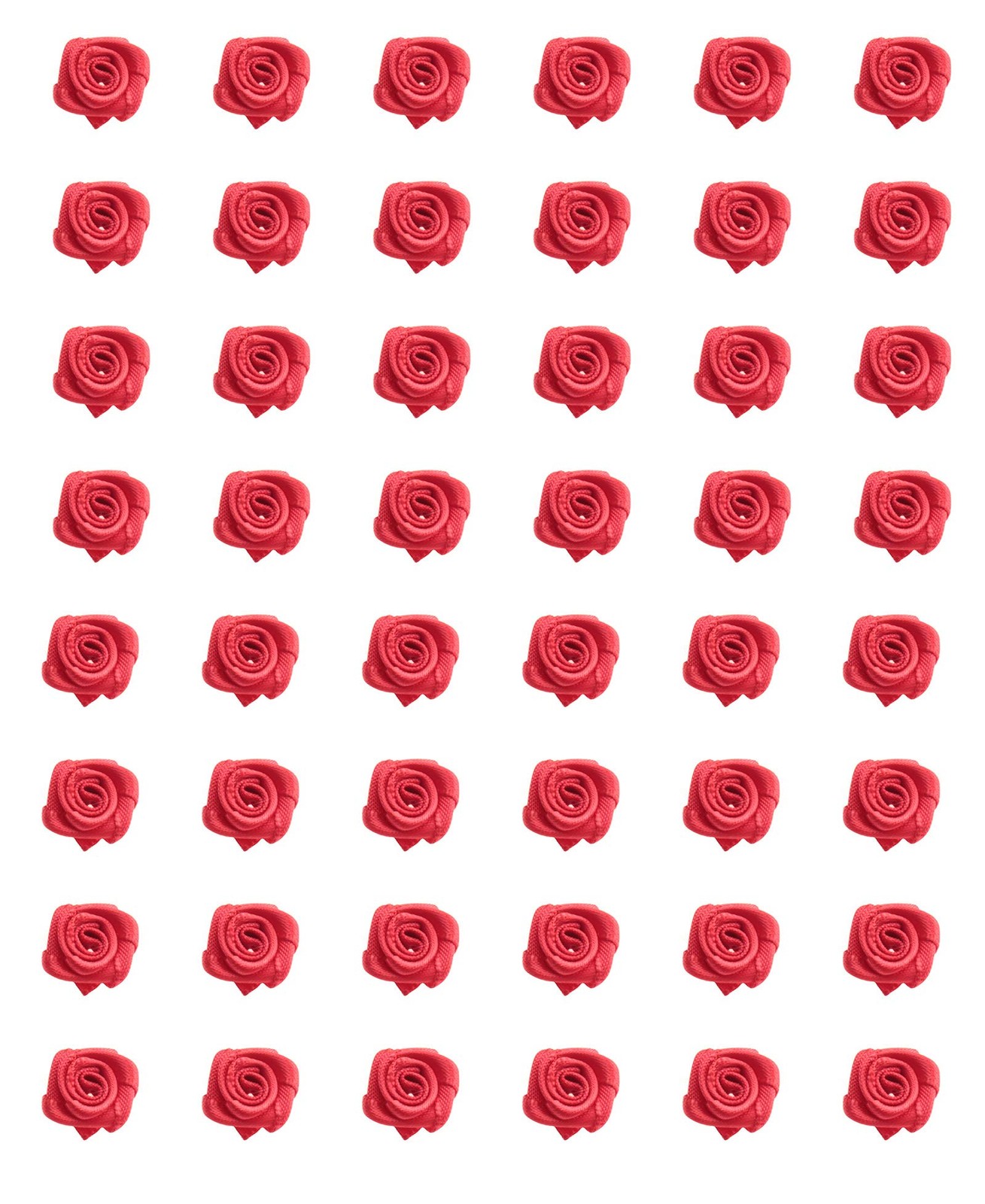 50 PCS Red Mini Satin Ribbon Roses Small Flowers Applique Craft Sewing