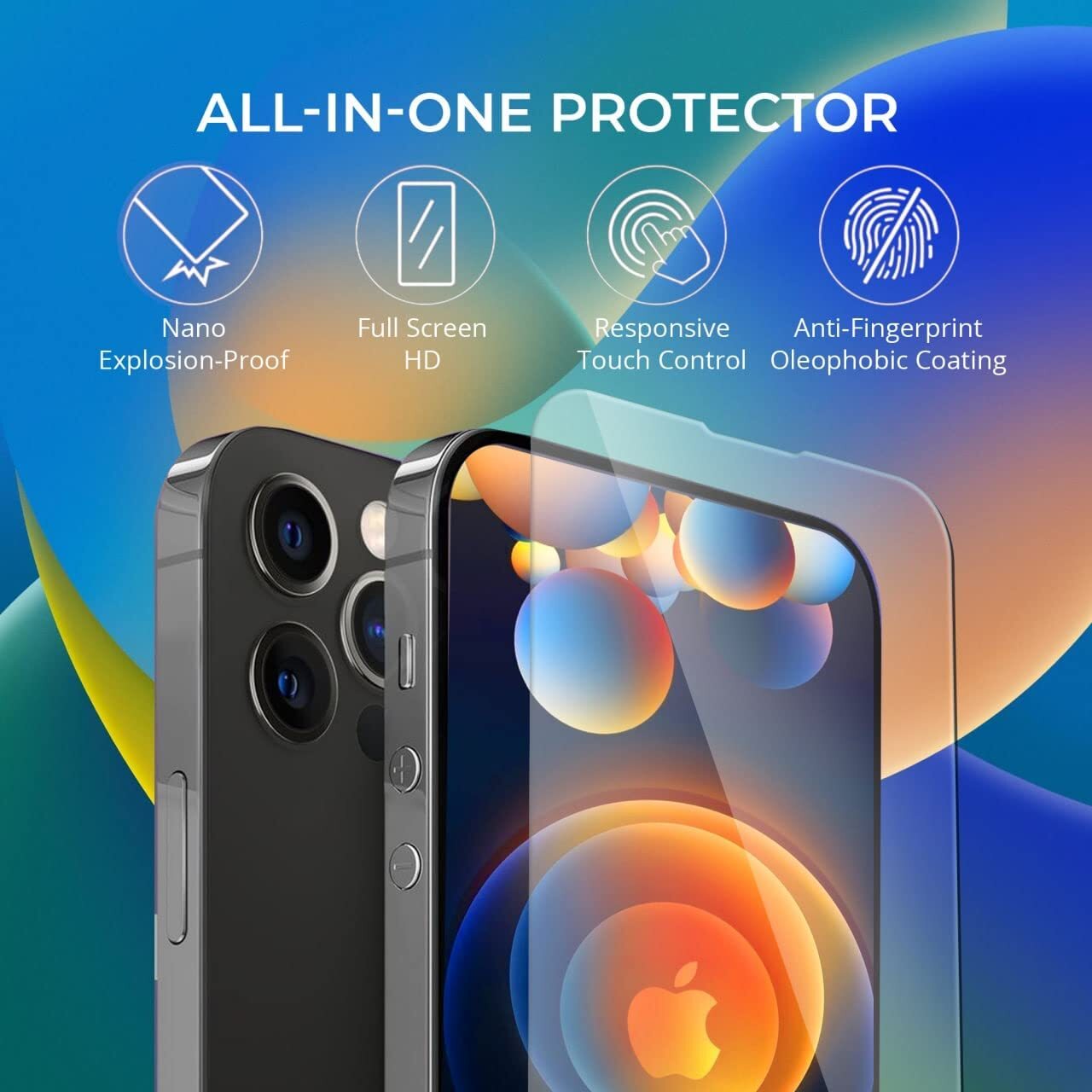 3 Pack For iPhone 14 Plus Pro Max iPhone HD Tempered Glass Screen Protector