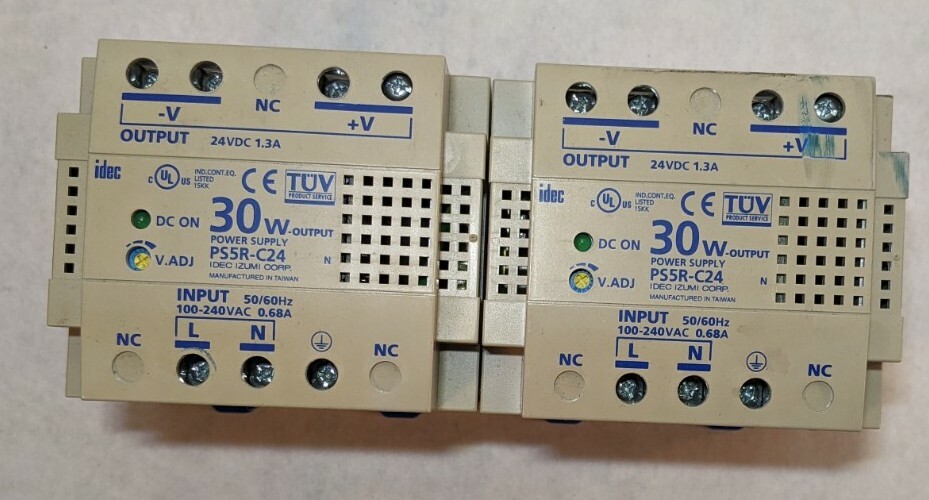 (2) IDEC PS5R-C24 POWER SUPPLY 30W 24VDC 1.3A
