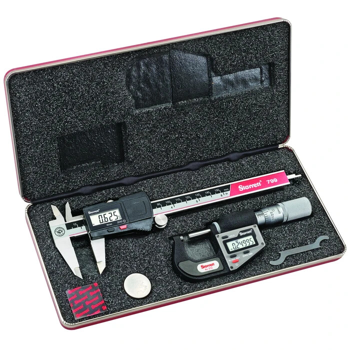 Starrett 0-6" Electronic Slide Caliper 0-1" Electronic Outside Micrometer S766AZ