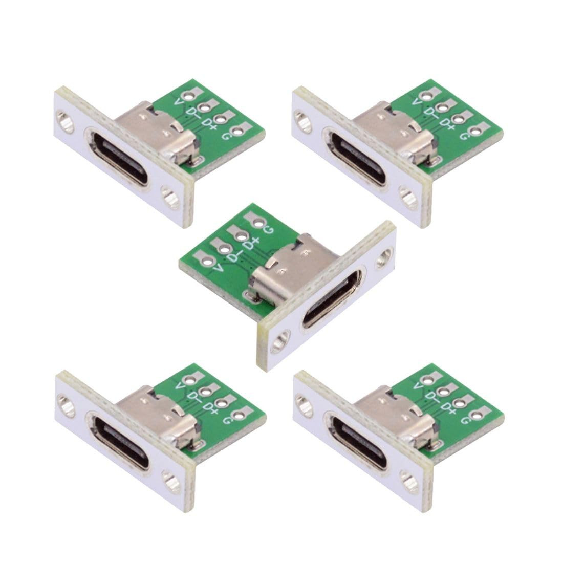 5 Pack USB C DIY Connector USB C 24Pin Female Socket Port Repair Replacement ...