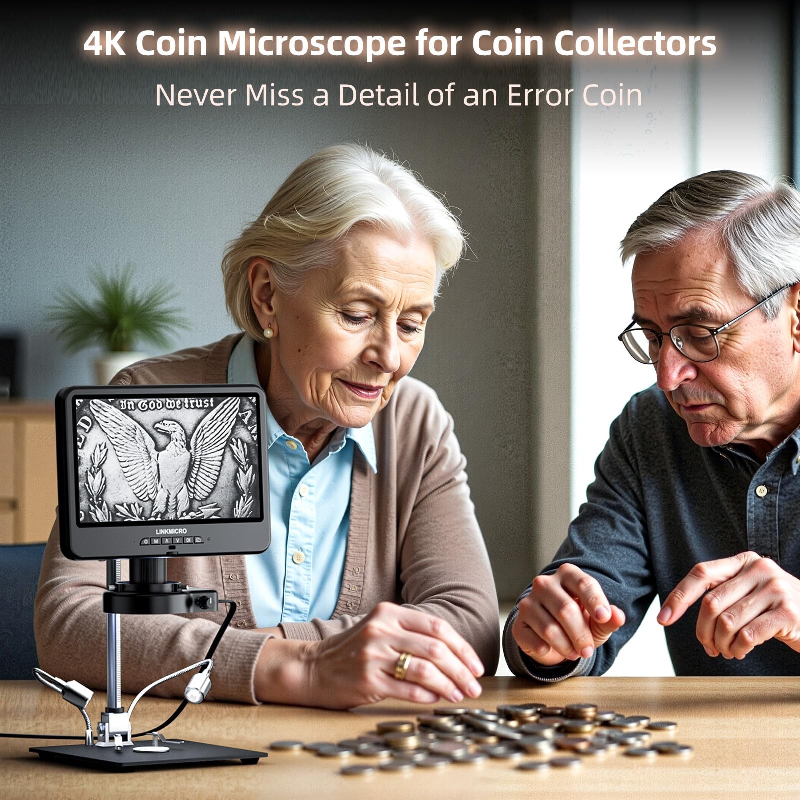 4K 30FPS HDMI Digital Microscope with 10.1'' Screen for LM208S, BLACK