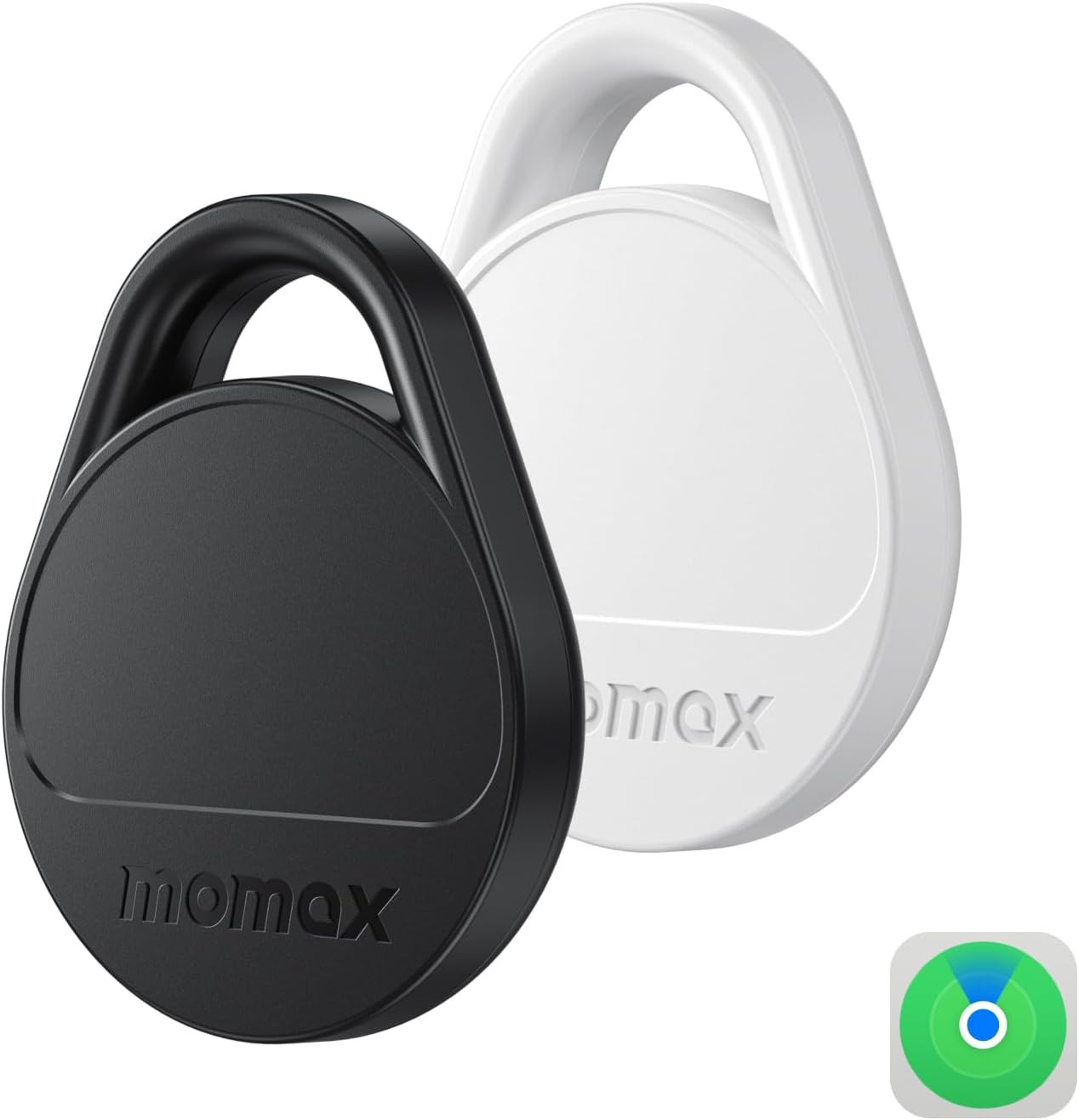 Bluetooth Key Finder Tracker Tag 2-Pack MFi Certified Apple Find My iOS MOMAX