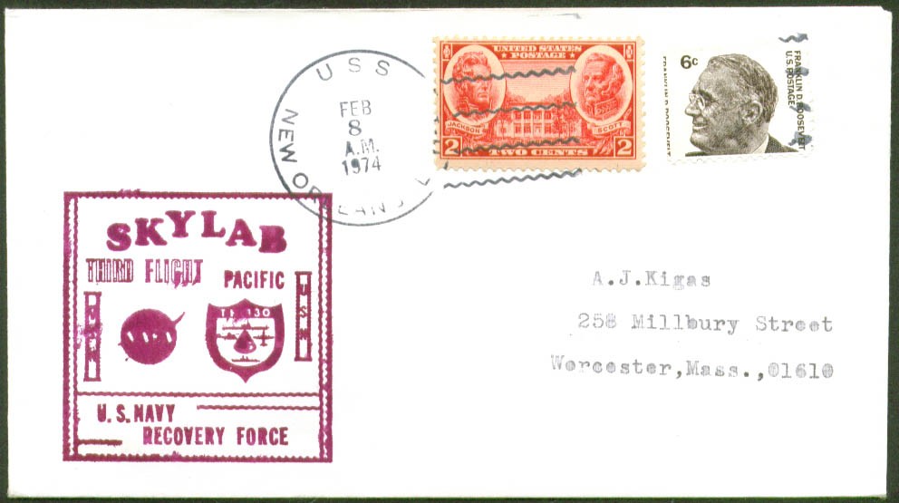 U S Navy Skylab Third Flight Recovery Force postal cover 1974