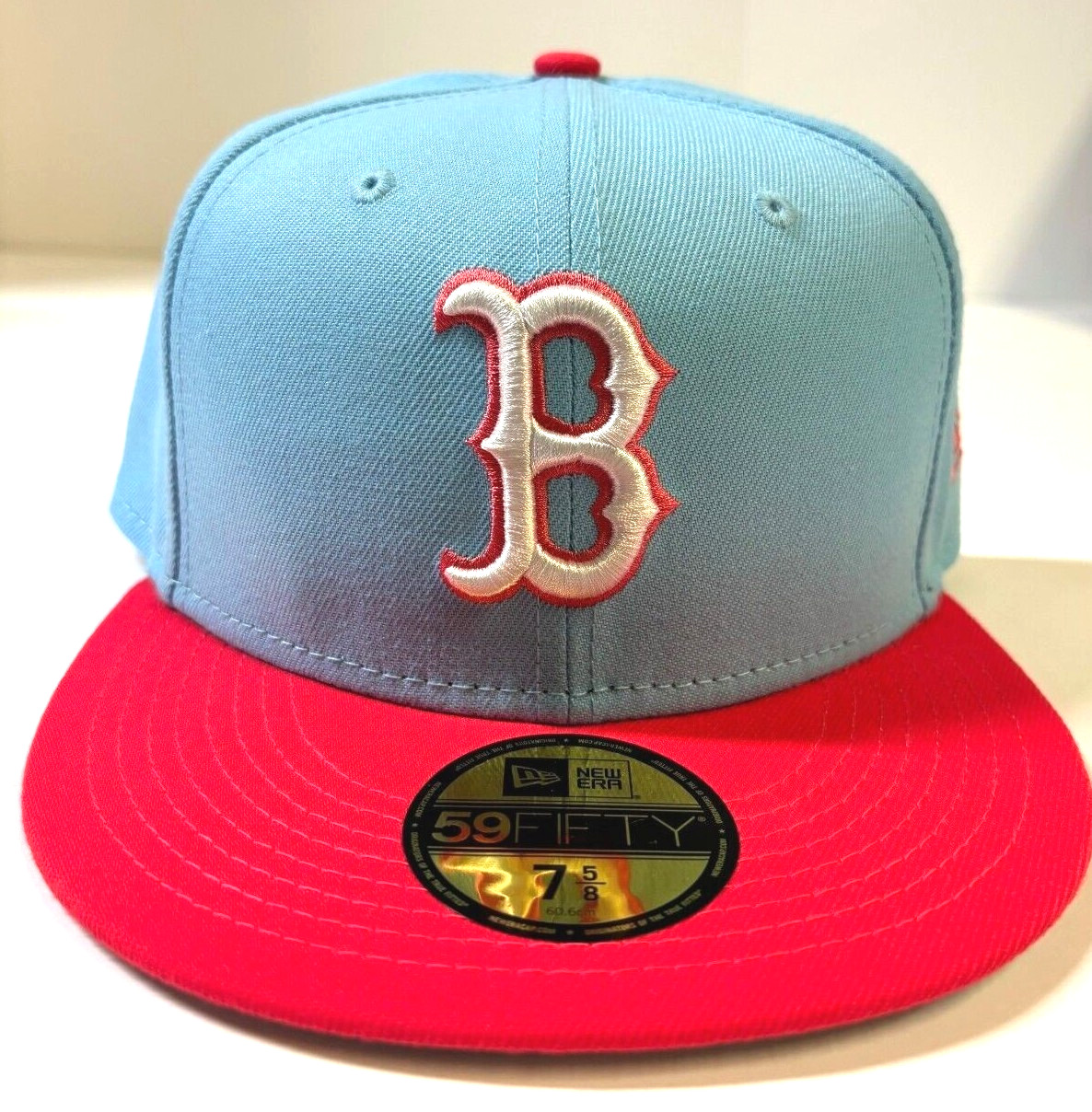 Boston Red Sox NE 2Tone Color Pack Fitted Hat~ Light Blue/Fuchsia