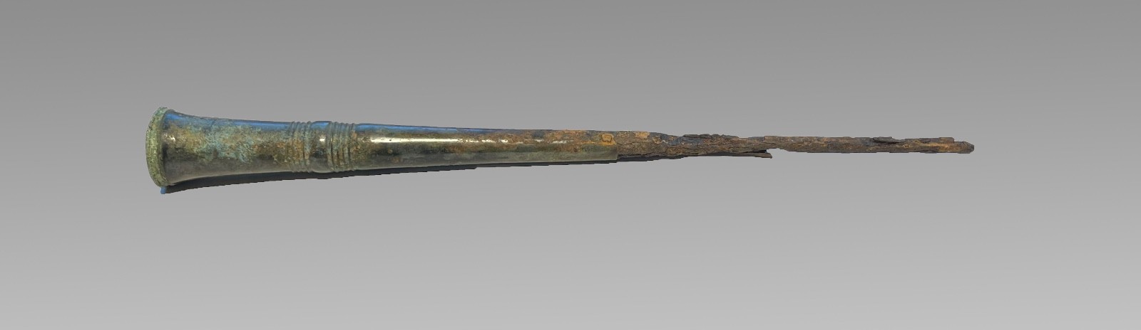 Antiqie excavated Cambodia  Khmer bronze dagger knife ca. 800 to 1400 CE