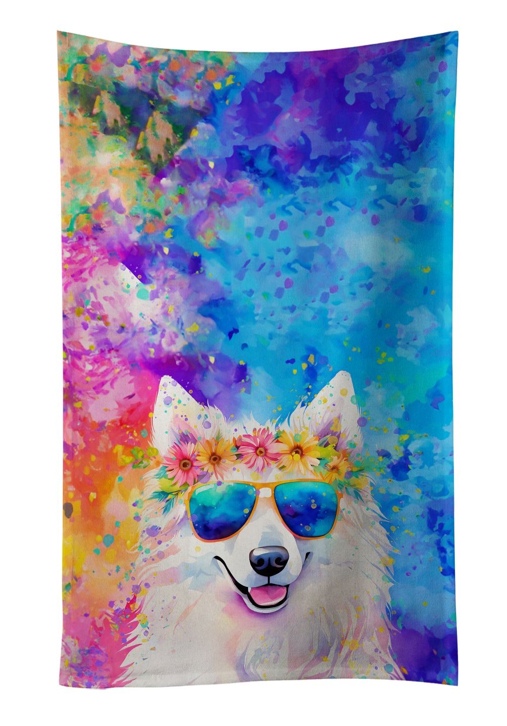 Samoyed Hippie Dawg Kitchen Towel Dish Cloths Guest Hand Towel Decorative