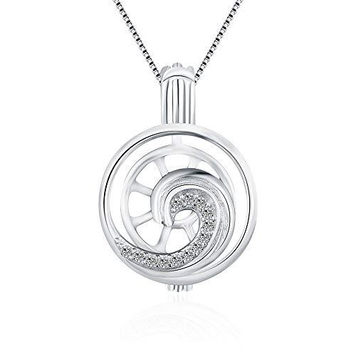 LGSY CZ Wave Cage Pendants for Pearl Jewelry Making Sterling Silver, Silver
