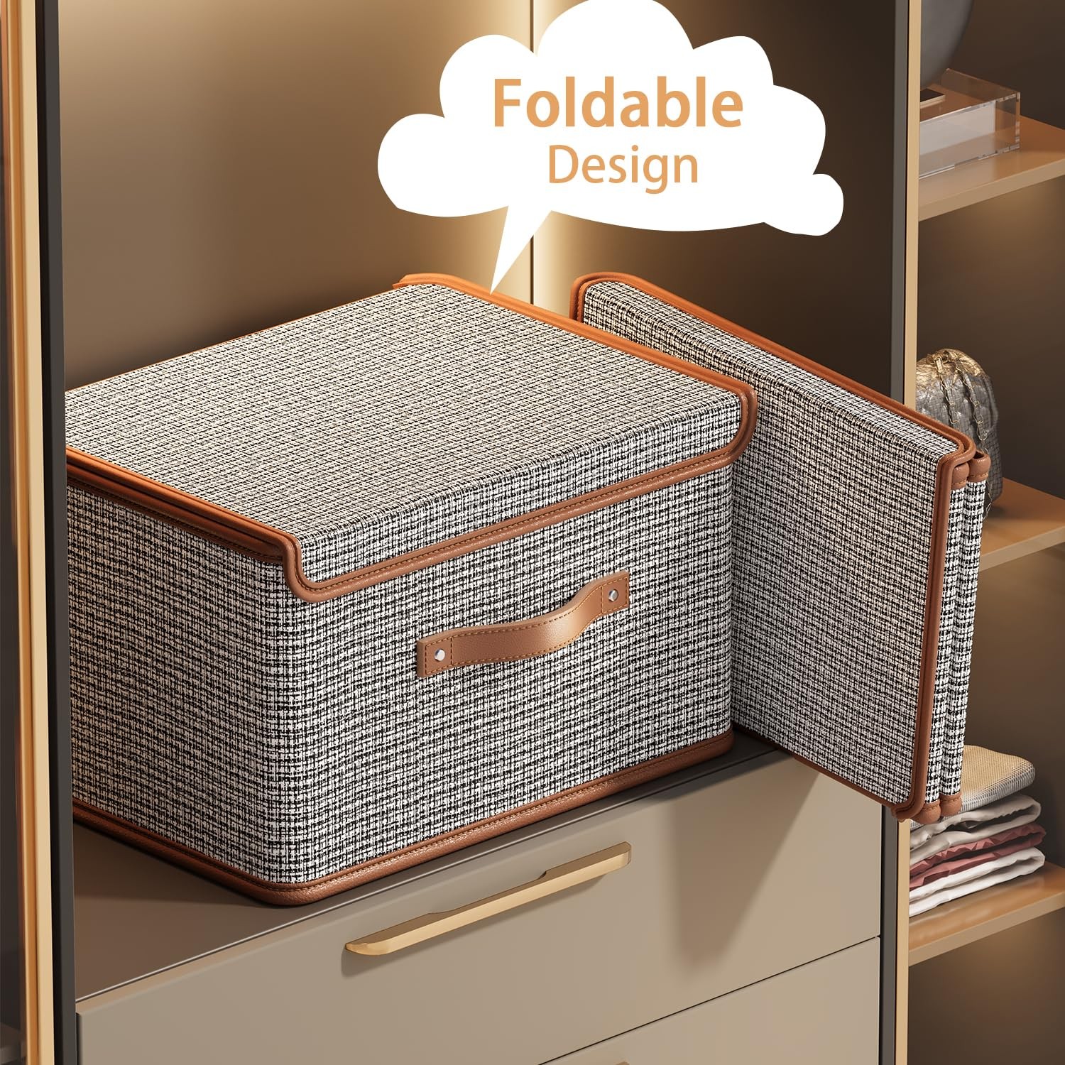 Large Fabric Storage Bins With Lids Closet Organizer Light Grey 2 Pack Kit