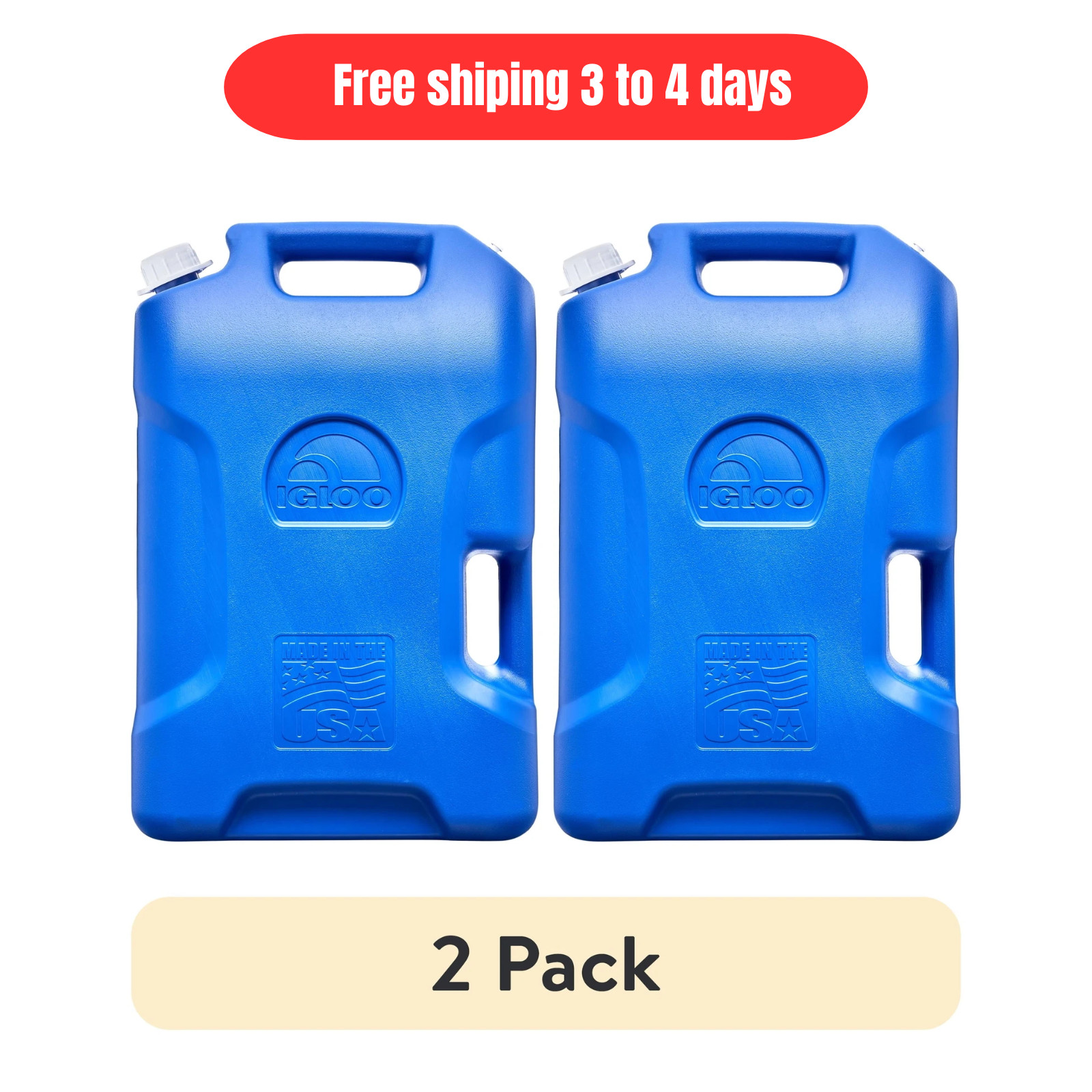 6 Gallon Water Container (2 Pack) Blue Heavy Duty Camping Storage Jug Spout NEW