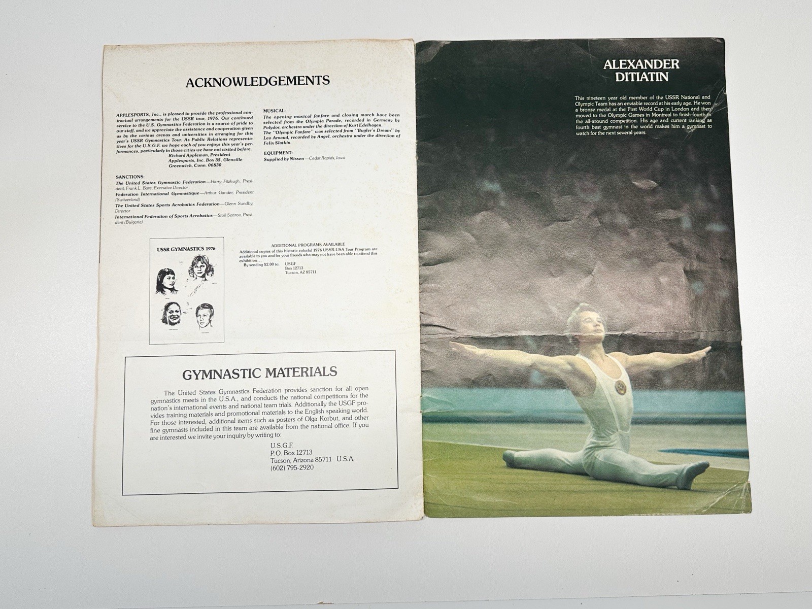 1976 USSR Gymnastics Program With Olga Korbut & Nelli Kim Great Photos Vintage