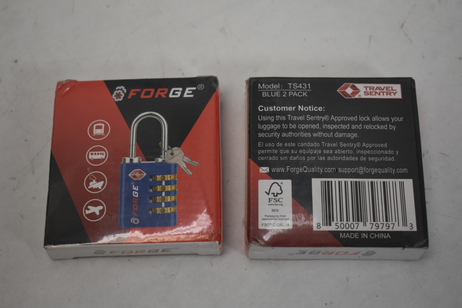 Forged Dual Opening Key or Combination Access Lock w/ Keys Padlocks 2 Pack