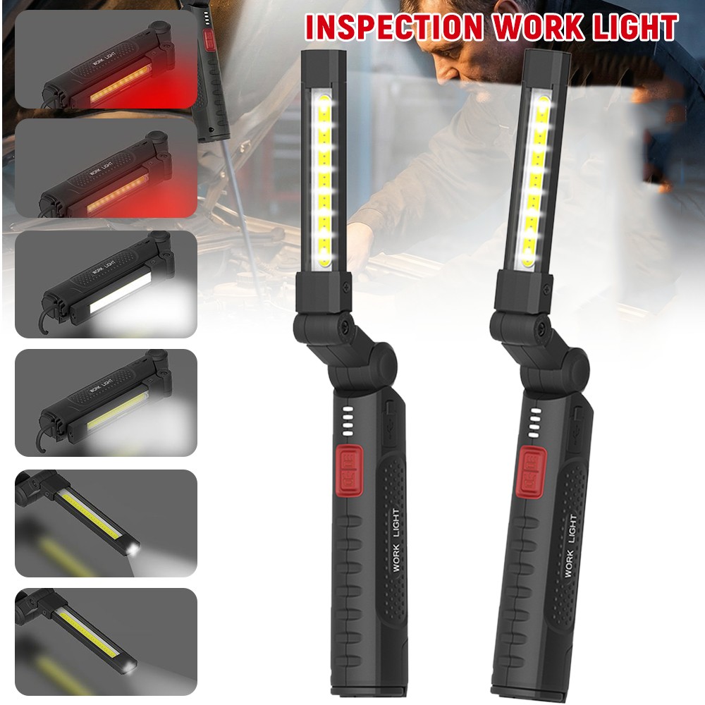 6 modos Led Luz De Trabajo Cob Luces De Trabajo Recargables Con Iman Base gancho
