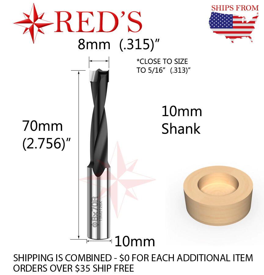 8mm X 70mm Right Carbide Line Boring Brad Point drill bit blum hinge CNC router