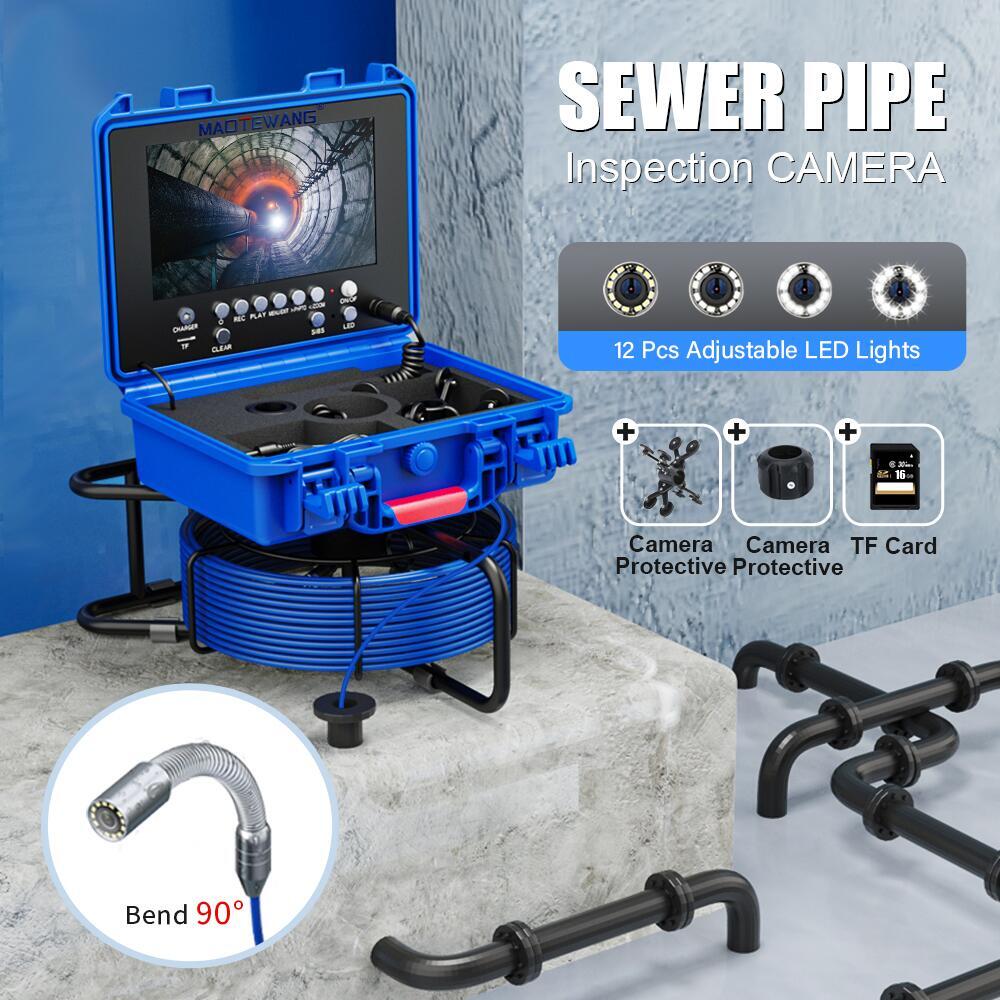 9" 30M Sewer Pipe Inspection Camera 23mm with Meter Counter DVR Recording Camera