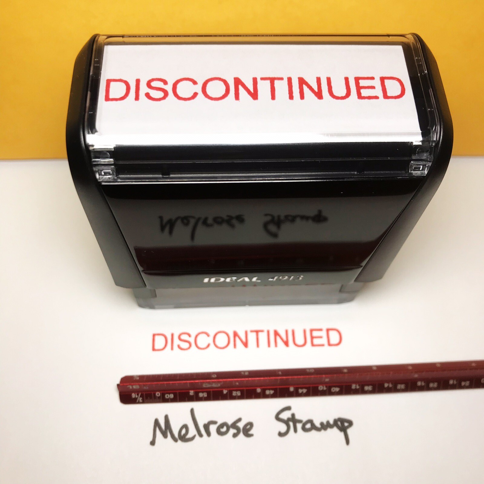 Discontinued Rubber Stamp Red Ink Self Inking Ideal 4913