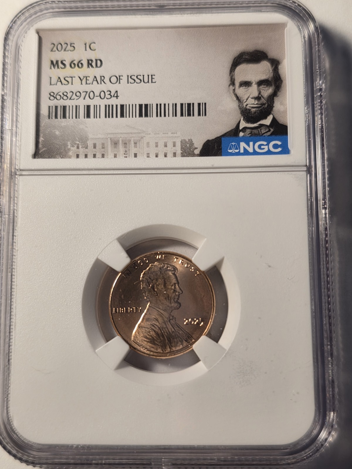 2025 P Lincoln Shield Cent NGC MS-66 RD-LAST YEAR OF ISSUE! GEM RED!
