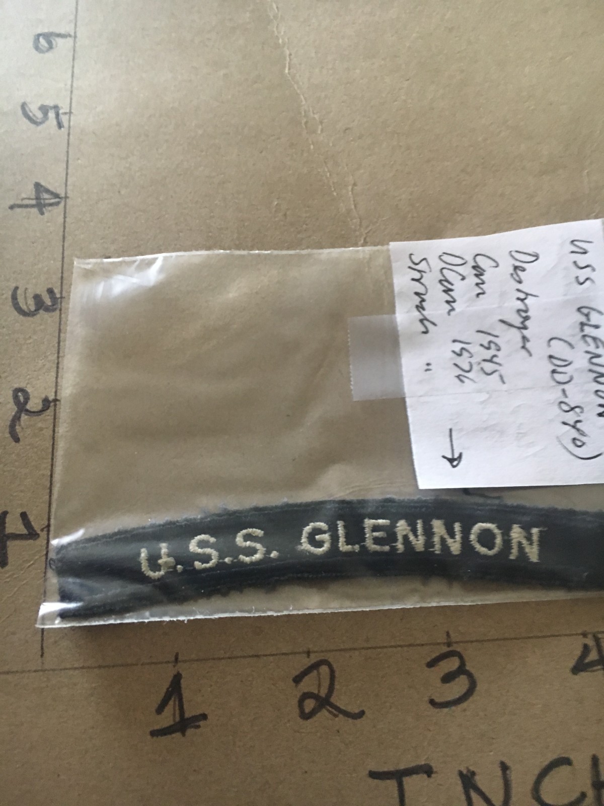 US NAVY SHOULDER STRIP TAB *** rocker *** Patch USS Glennon