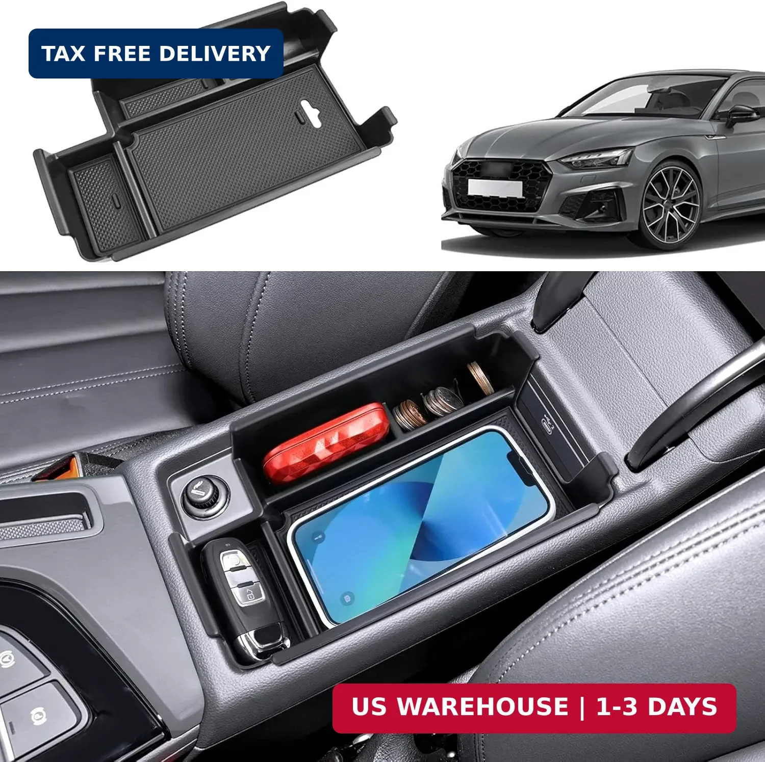 Center Console Organizer for Audi A4 (2017-2024), for Audi A5 (2017-2024), Durab