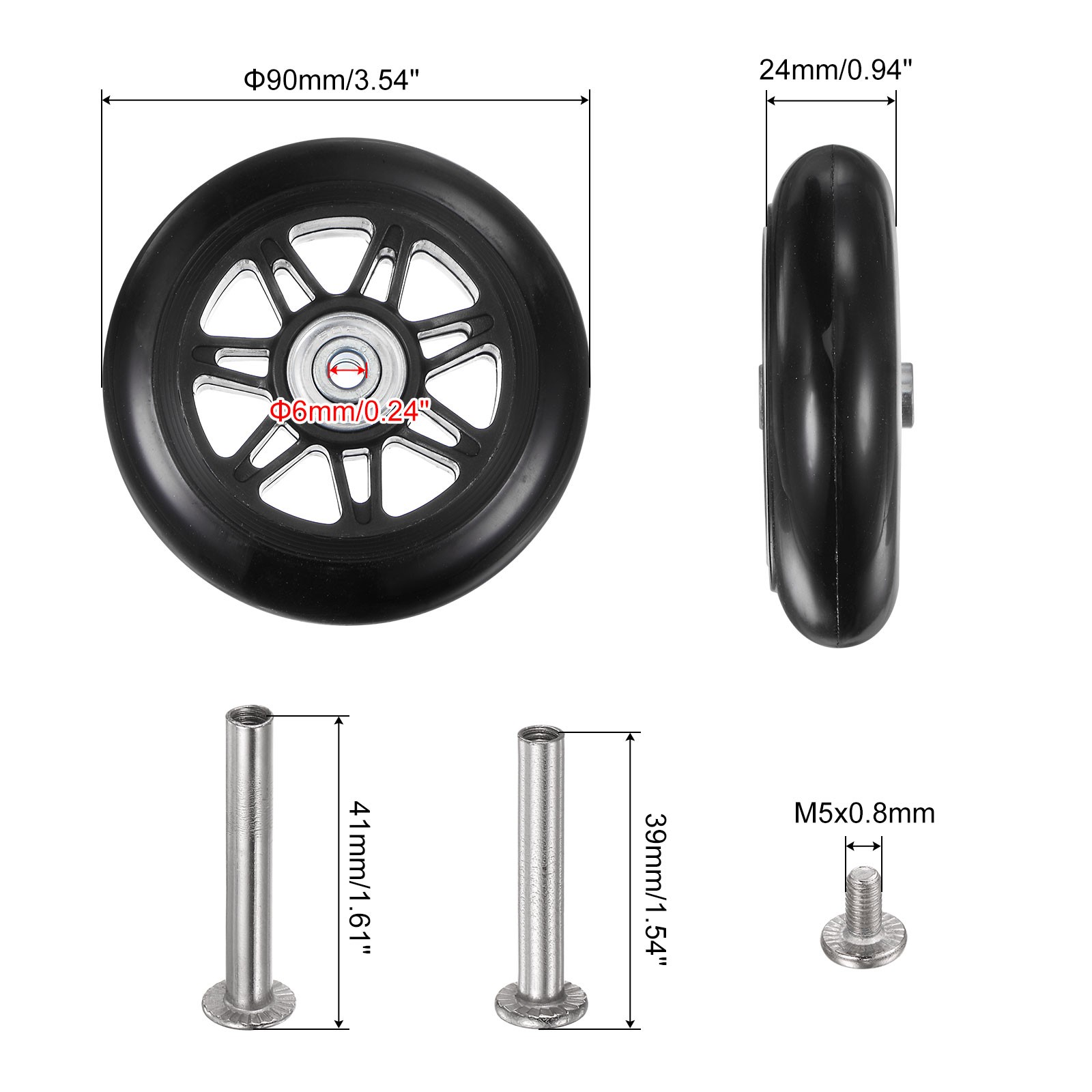 Replacement Luggage Wheels - 90x24mm Suitcase Wheel Repair Kits