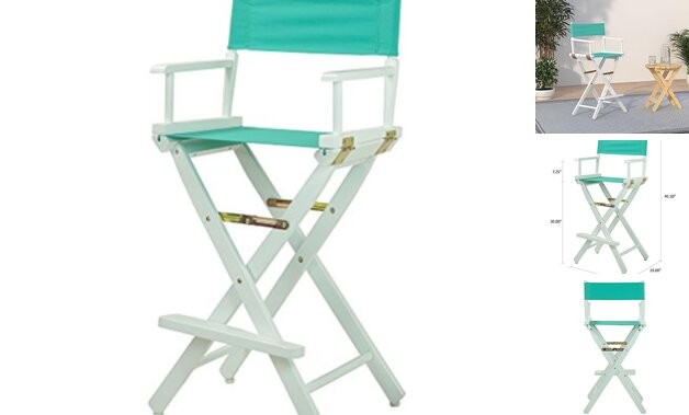 Director's ,,30"  30 in Chair White Frame/Teal Canvas White Frame - Solid Wood