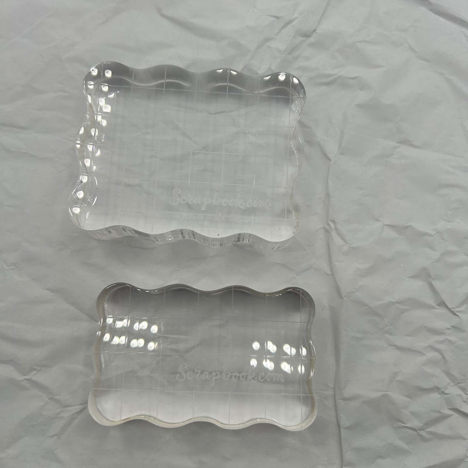 Scrapbook.com Acrylic Stamping Blocks Clear Scalloped Edge Grid 2pc Set