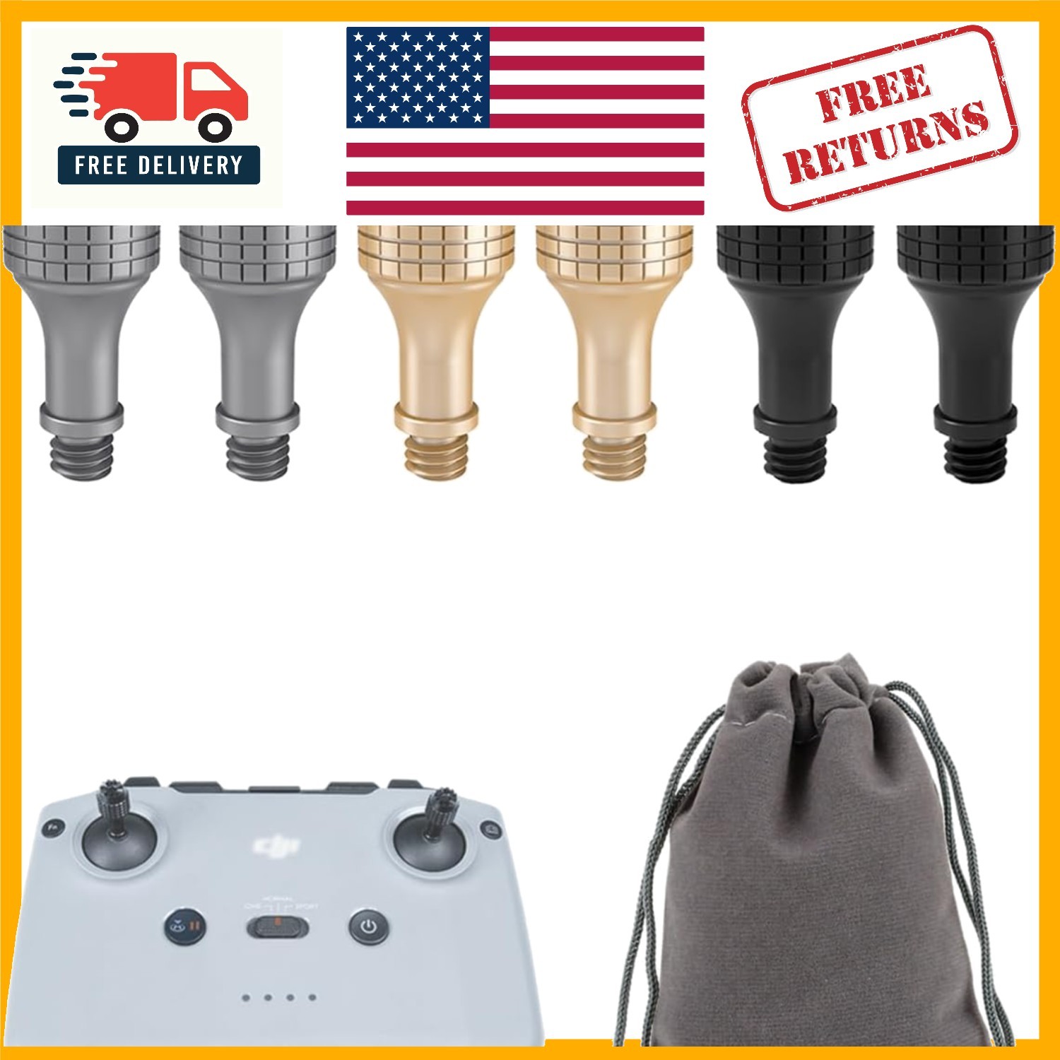 3 Pairs Aluminum Joysticks for DJI RC-N3/N2/N1 – Enhanced Control Experience