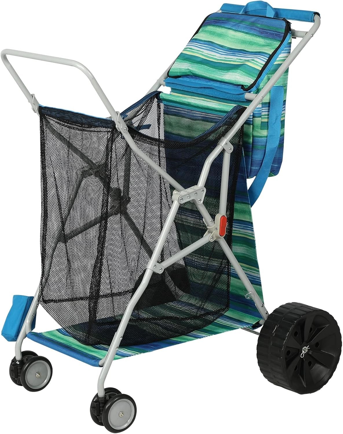 Beach Cart with Big Wheels for Sand, Collapsible All-Terrain Beach Wagon