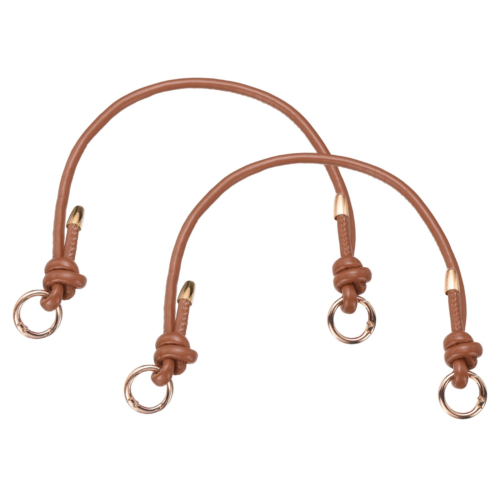2Pcs Leather Purse Strap, 15.75 Inch PU Bag Handle, Light Brown, Gold Buckle