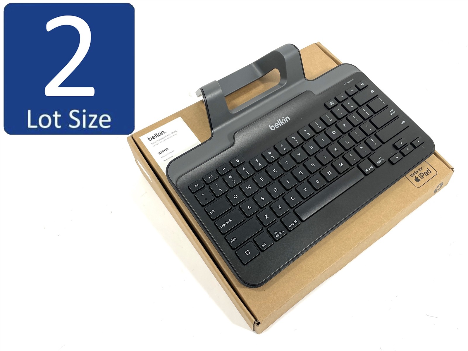 Lot of 2 Open Box Belkin Wired (Lightning Connector) Keyboard B2B130 iPad Tablet