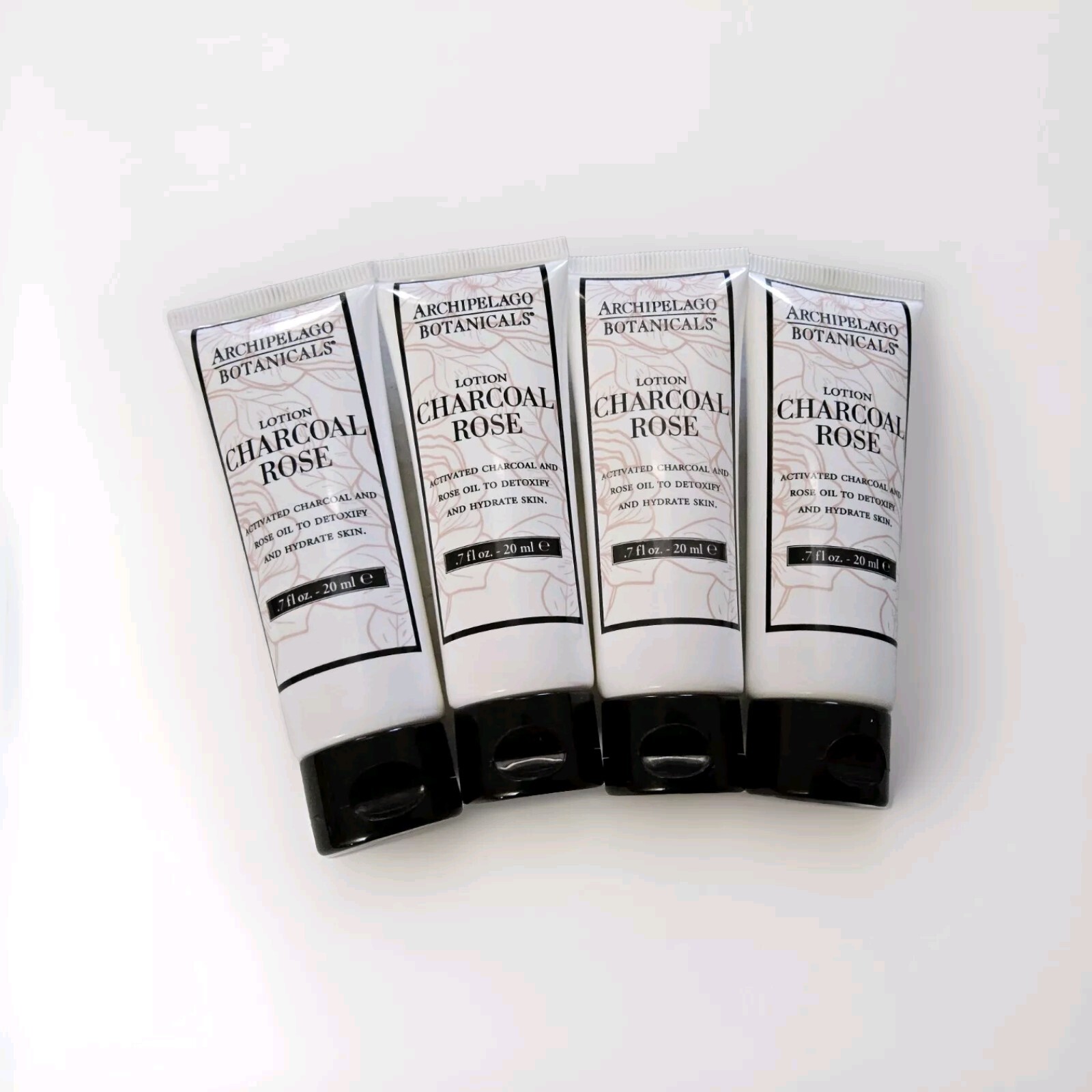 Archipelago Botanicals Charcoal Rose Lotion Lot Of 4 Tubes .7fl Oz/20ml