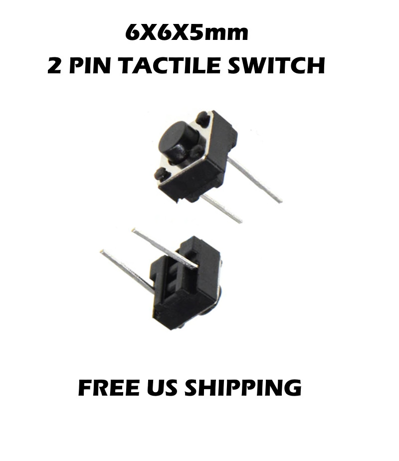 25/50/100pcs 6x6x5mm 2 Pin Micro Momentary Push Button Tactile Switch Free Ship