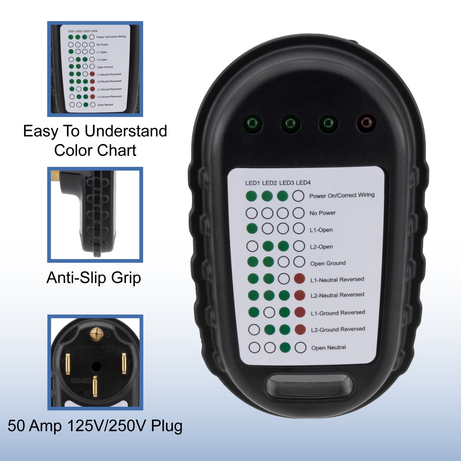 RecPro RV Circuit Analyzer Tester Plug with LED Indicator Lights