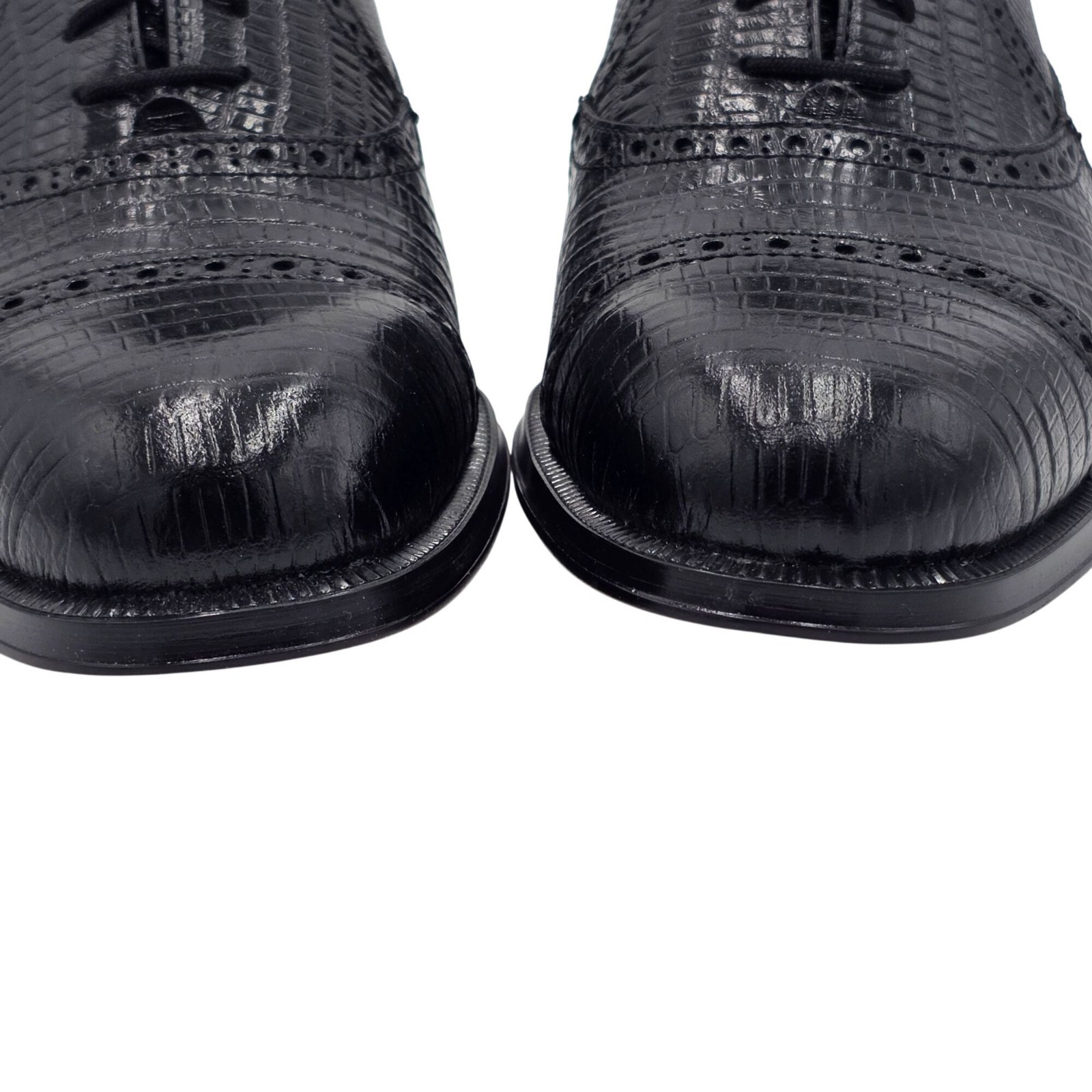 NEW Giorgio Brutini Black Lizard Print Leather Cap-toe Oxford Men 8M Dress Shoes
