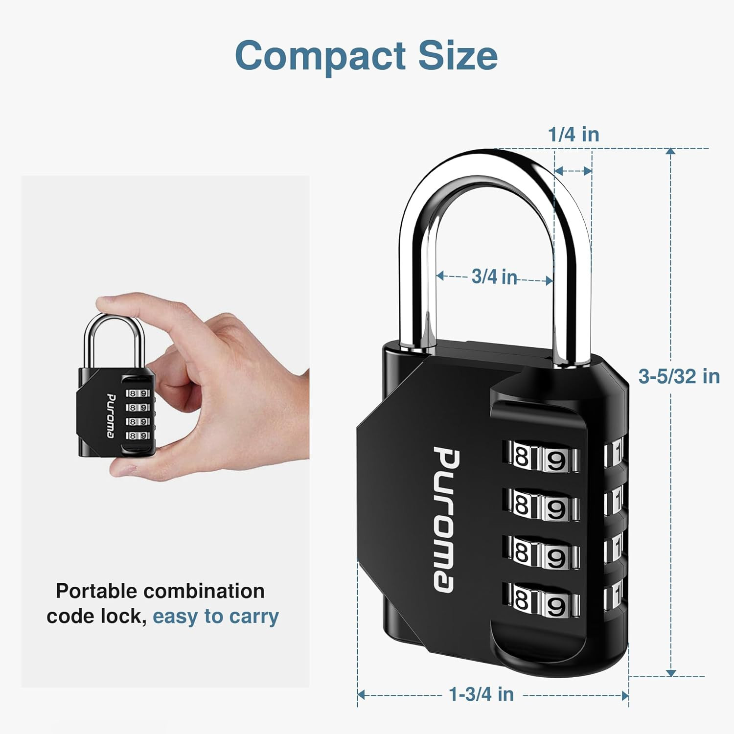 Medium Black 4 Digit Combination Lock Durable Weatherproof Safe For Lockers