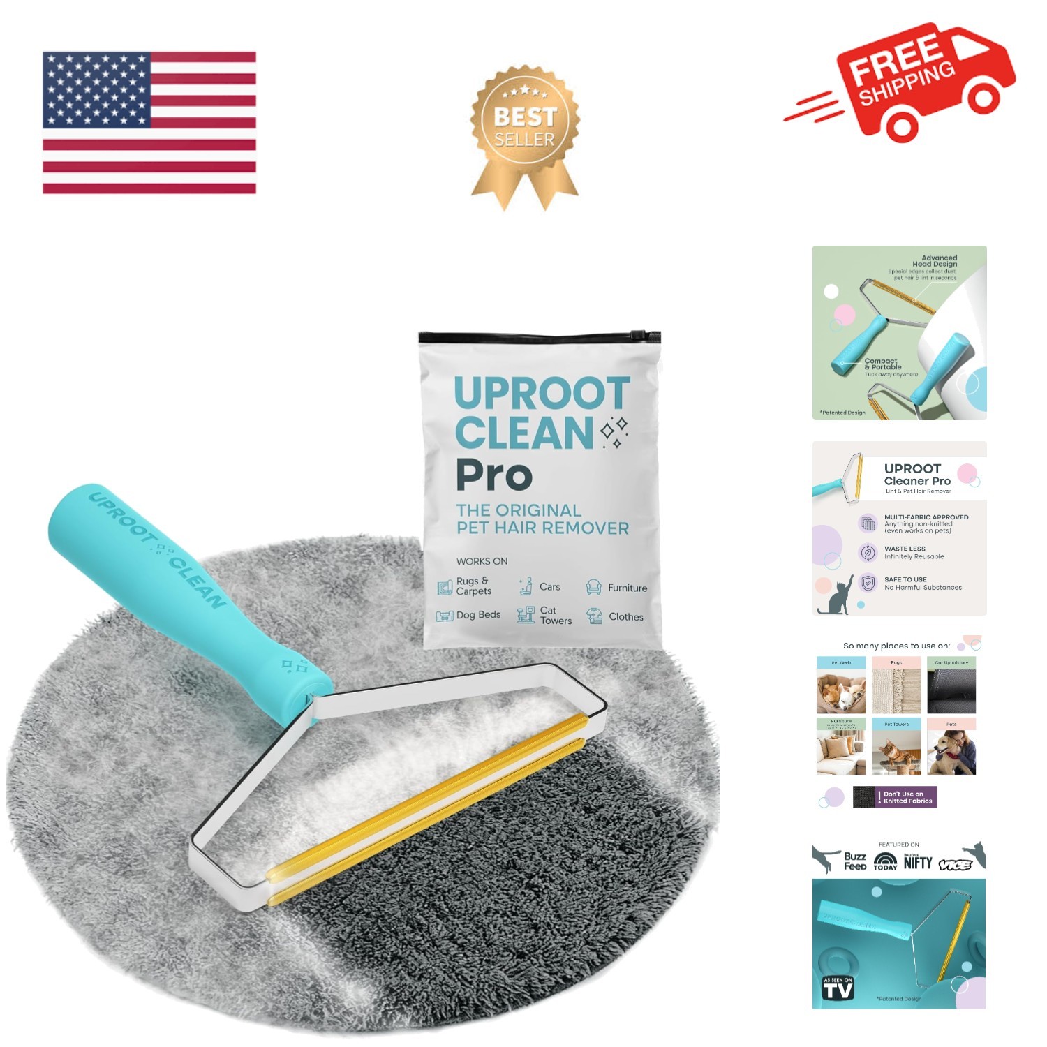Effortless Pet Fur Removal Tool - Compact Manual Rake for Furniture & Carpets