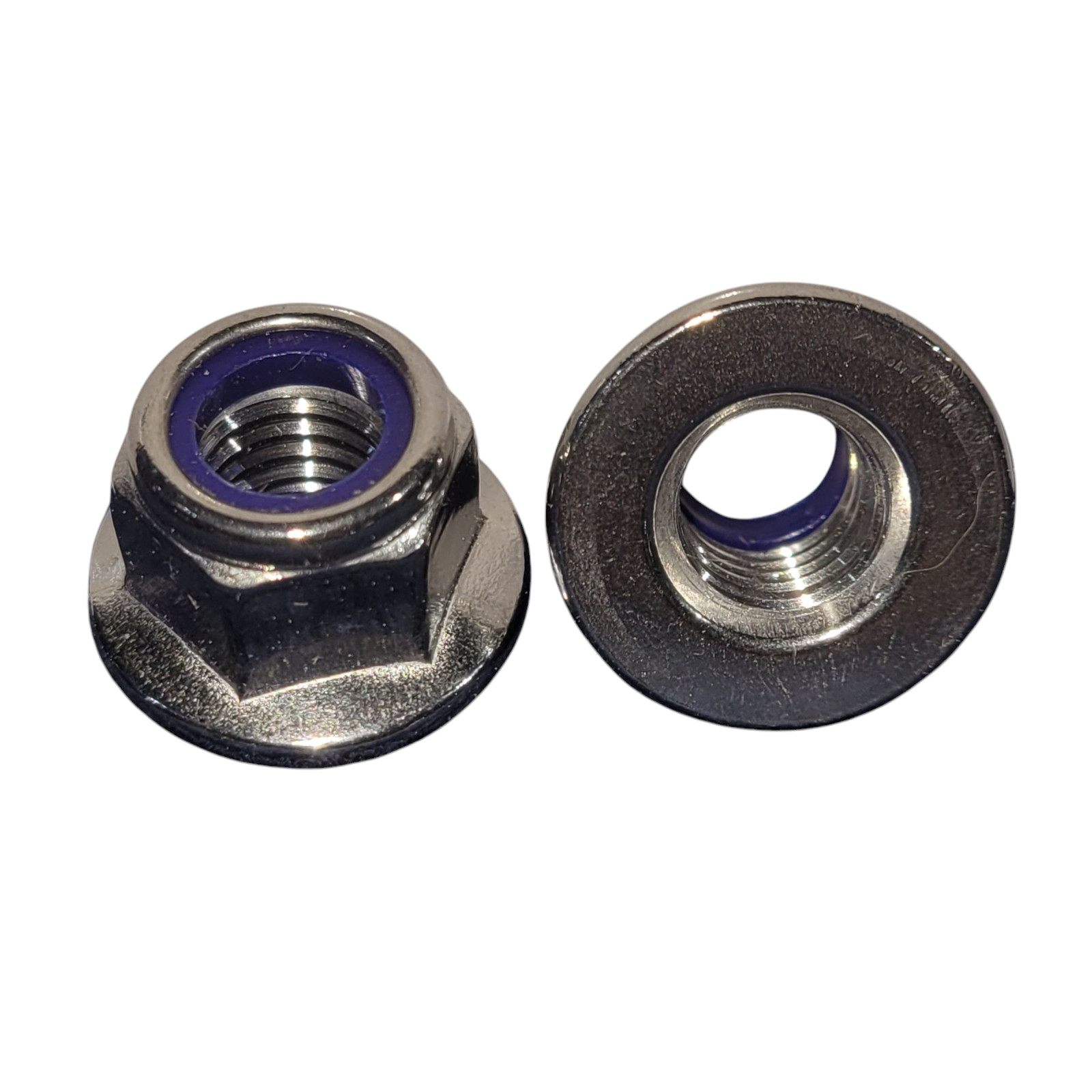 M10-1.5 304 Stainless Steel Hex Flange Lock Nut With Nylon Insert Qty. 10