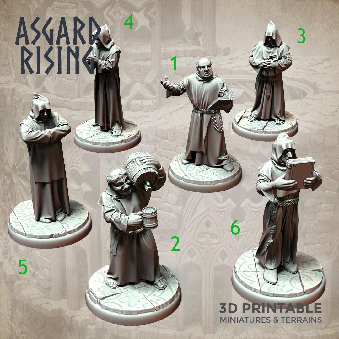 3D Printed Asgard Rising Brother Monks Set 28mm - 32mm Ragnarok D&D