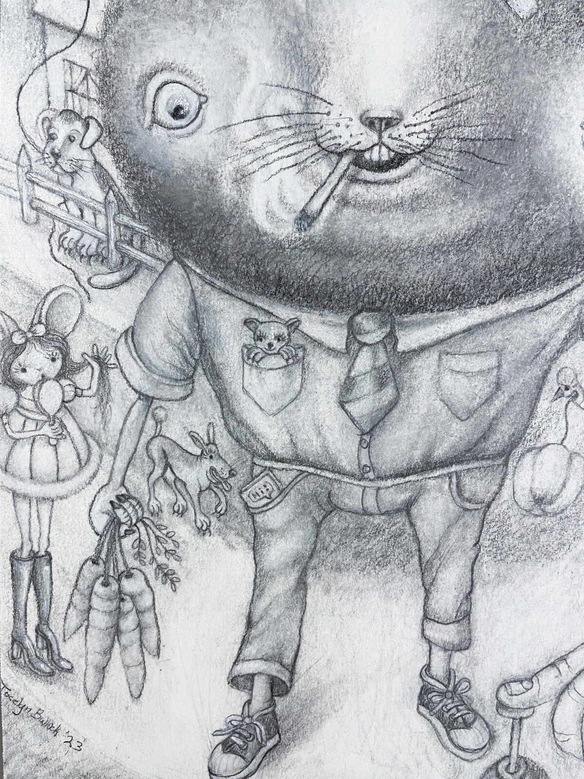 Mouse Original Drawing Mr. Fancy Pants By Jocelyn Bullock
