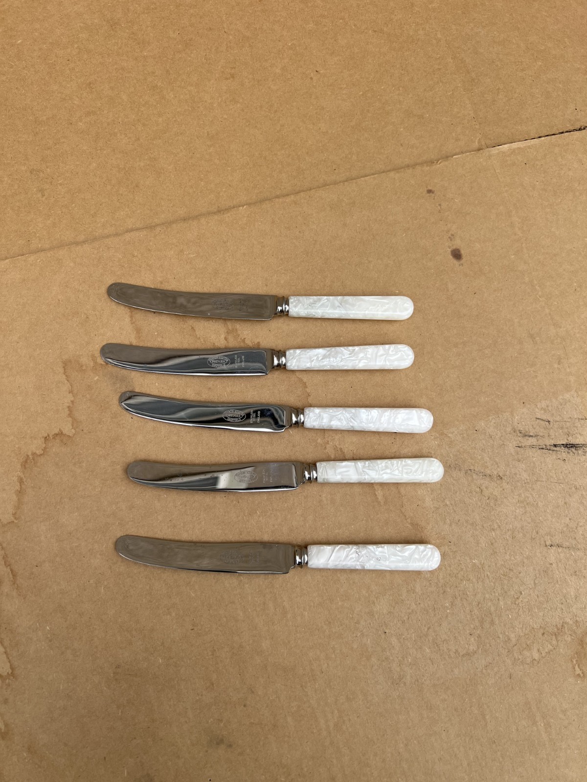 Lot of 5 Sheffield Stainless Steel England Mother Of Pearl Knife Francis Newton