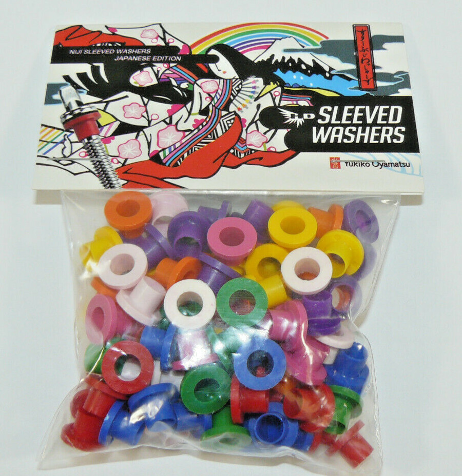 NEW 100 Niji Multi Color Nylon Sleeved Tension Rod Washers Hendrix Drums Hoop