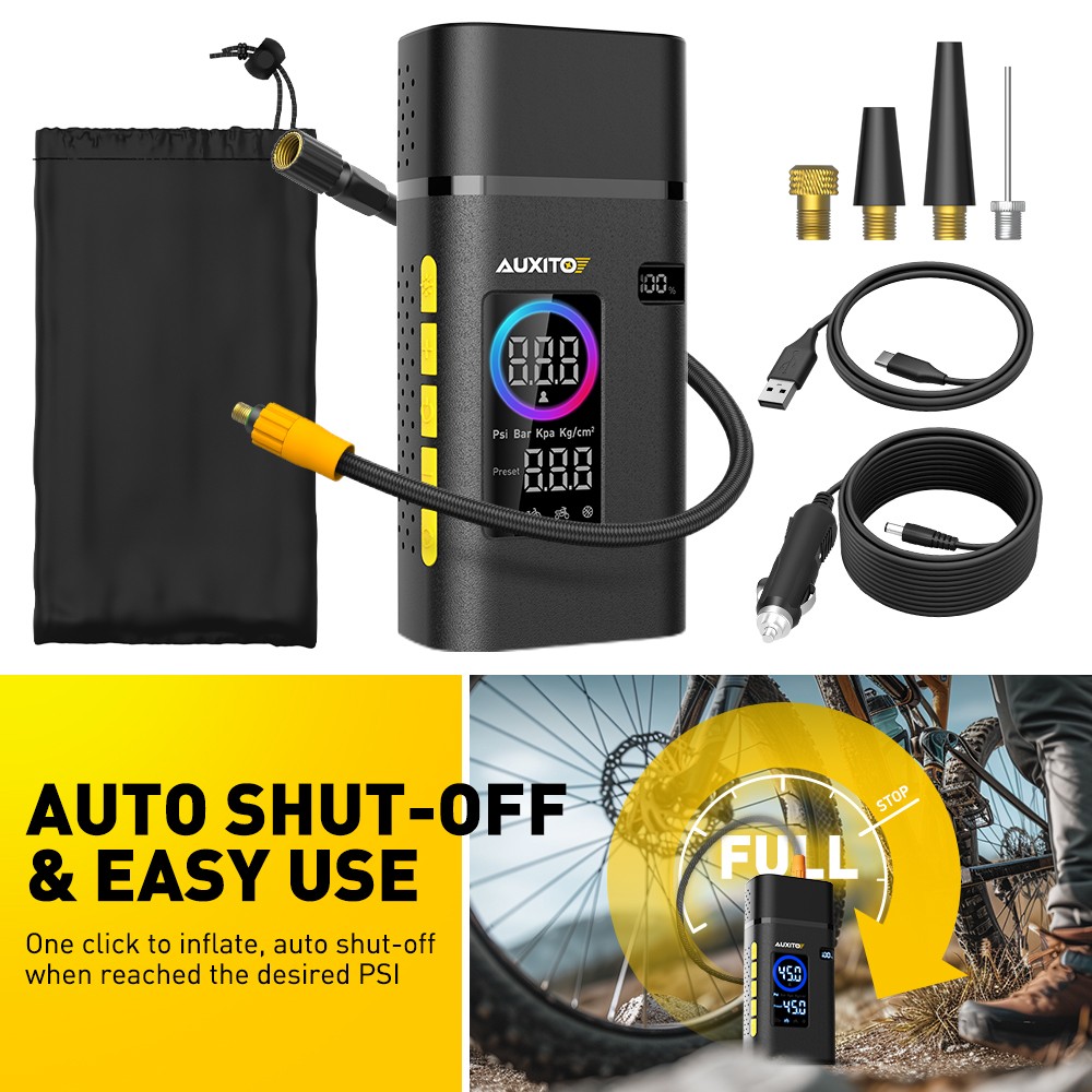 Tire Inflator Air Car Pump Compressor Electric Portable Auto 12 V 150 PSI w/ LED