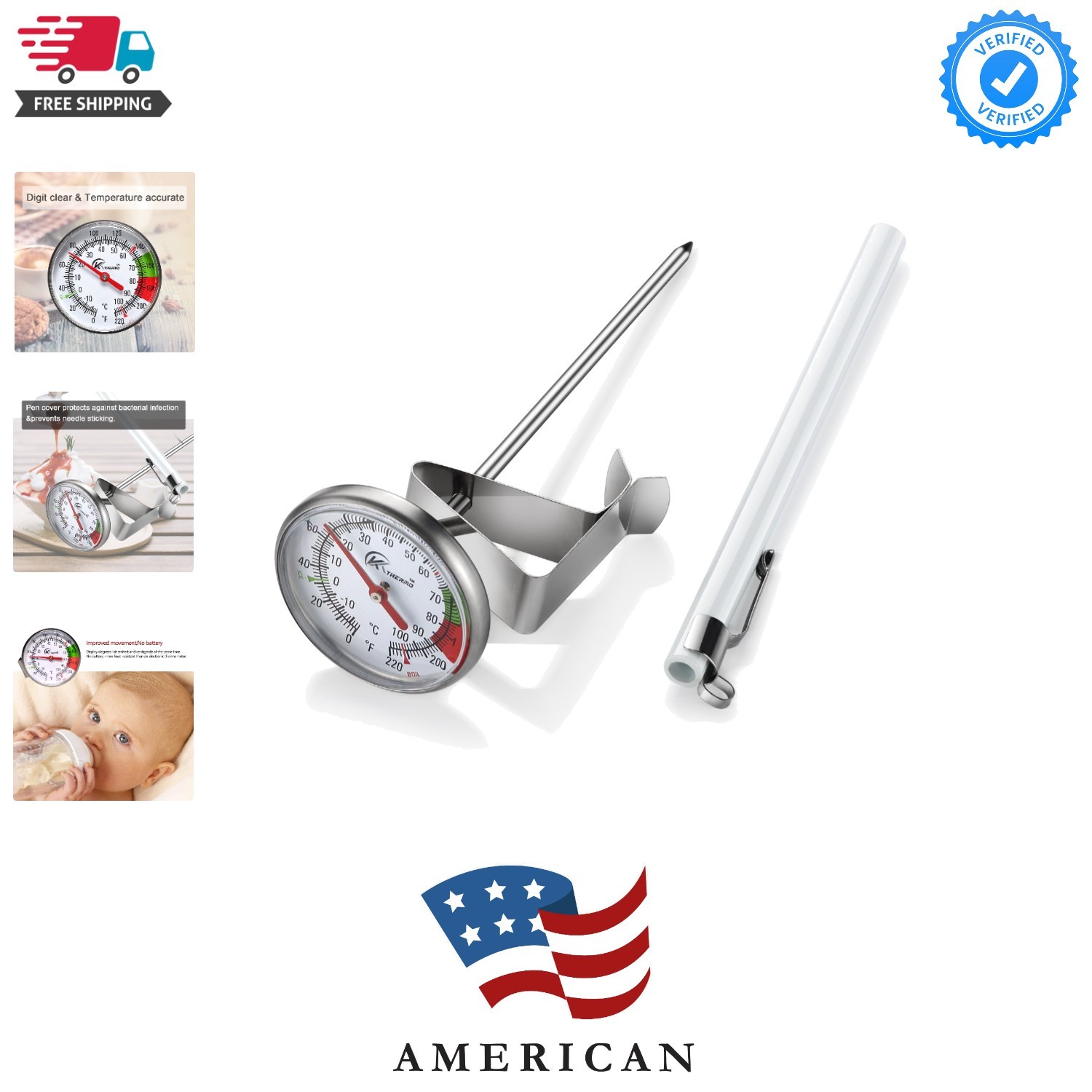 Instand Read 2-Inch Dial Thermometer,Best for The Coffee Drinks,Chocolate Mil...