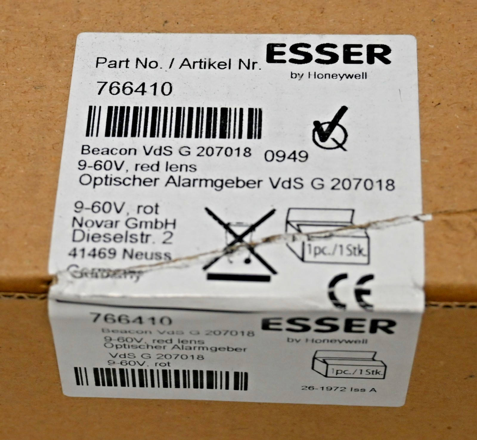 ESSER 766410 optical alarm transmitter red 9-60V VdS G207018 original packaging