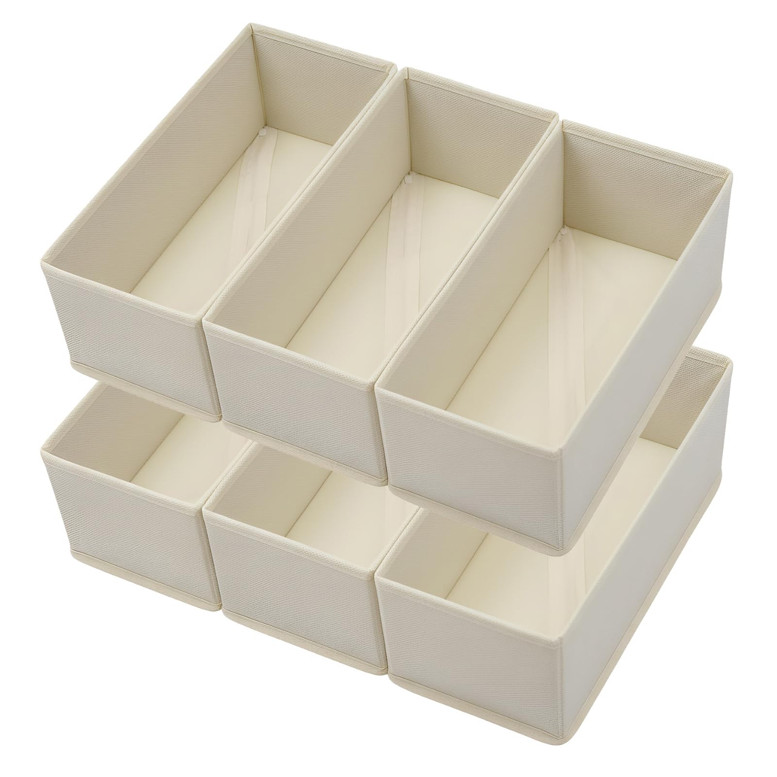 Sock Drawer Organizer 6 Pack - Collapsible Fabric Storage Bins for Underwear ...