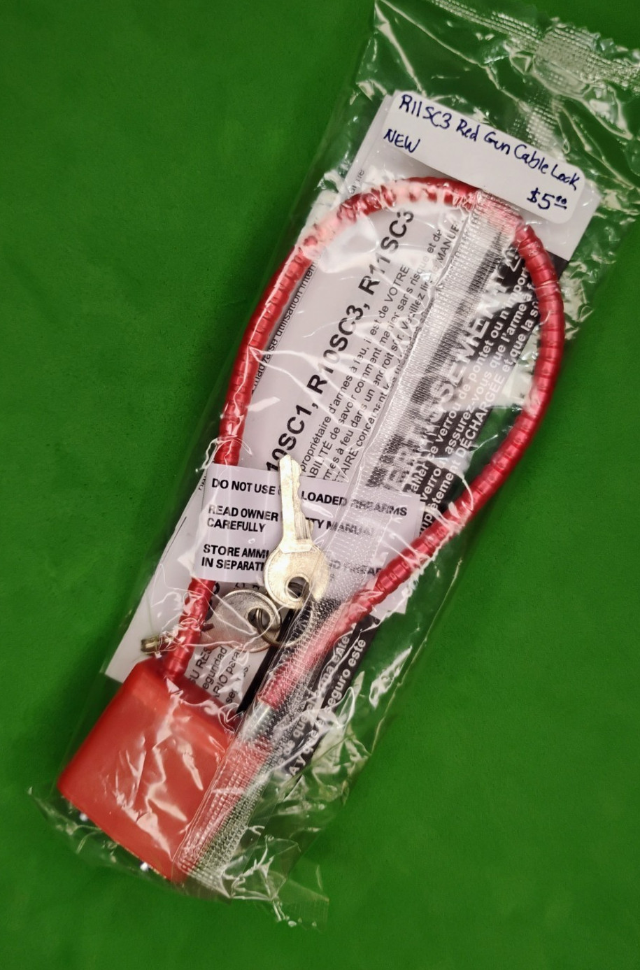 Red Gun Lock Safety Cable Lock - R11SC3 - Fits All Firearms