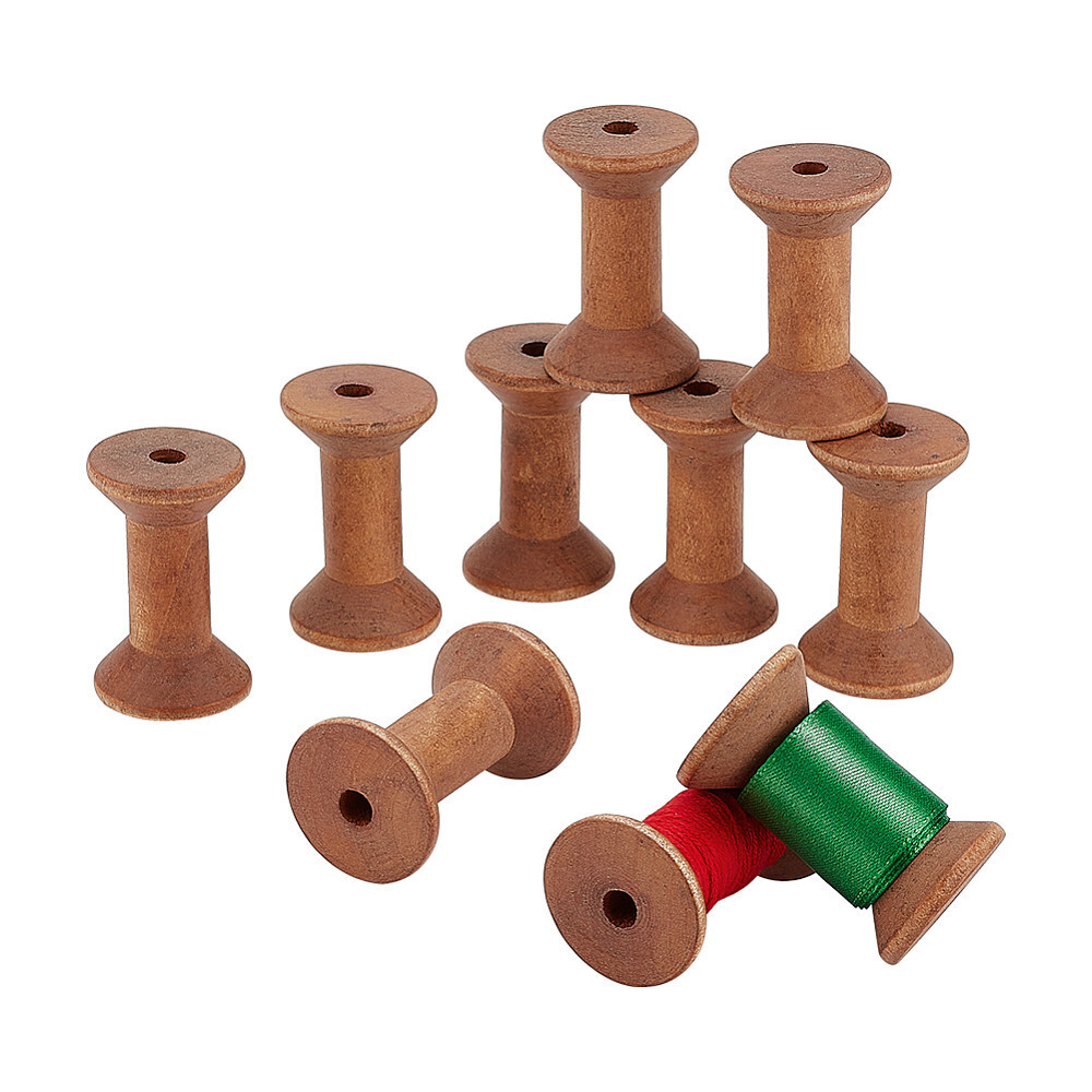 10pcs Wooden Bobbins Sewing Tools Camel 48x30mm Craft Supplies